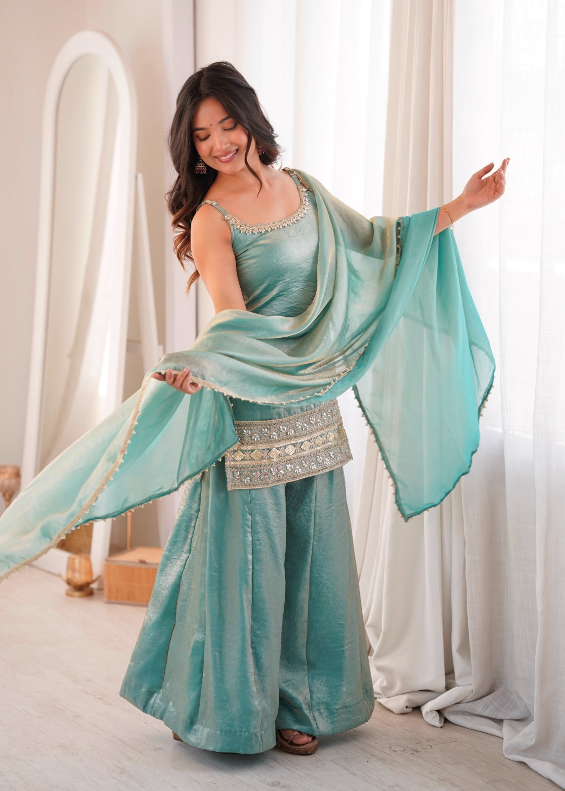SALWAR KAMEEZ INDIAN PAKISTANI WEDDING PARTY DRESS PALAZZO SHARARA PLAZZO SUIT