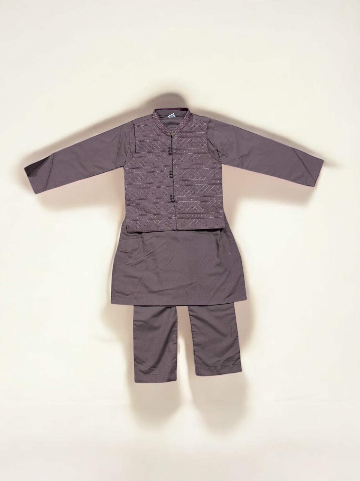 Traditional Soft Cotton Kurta, Pajama and Coat Set for Boys – Ethnic Wear- 212