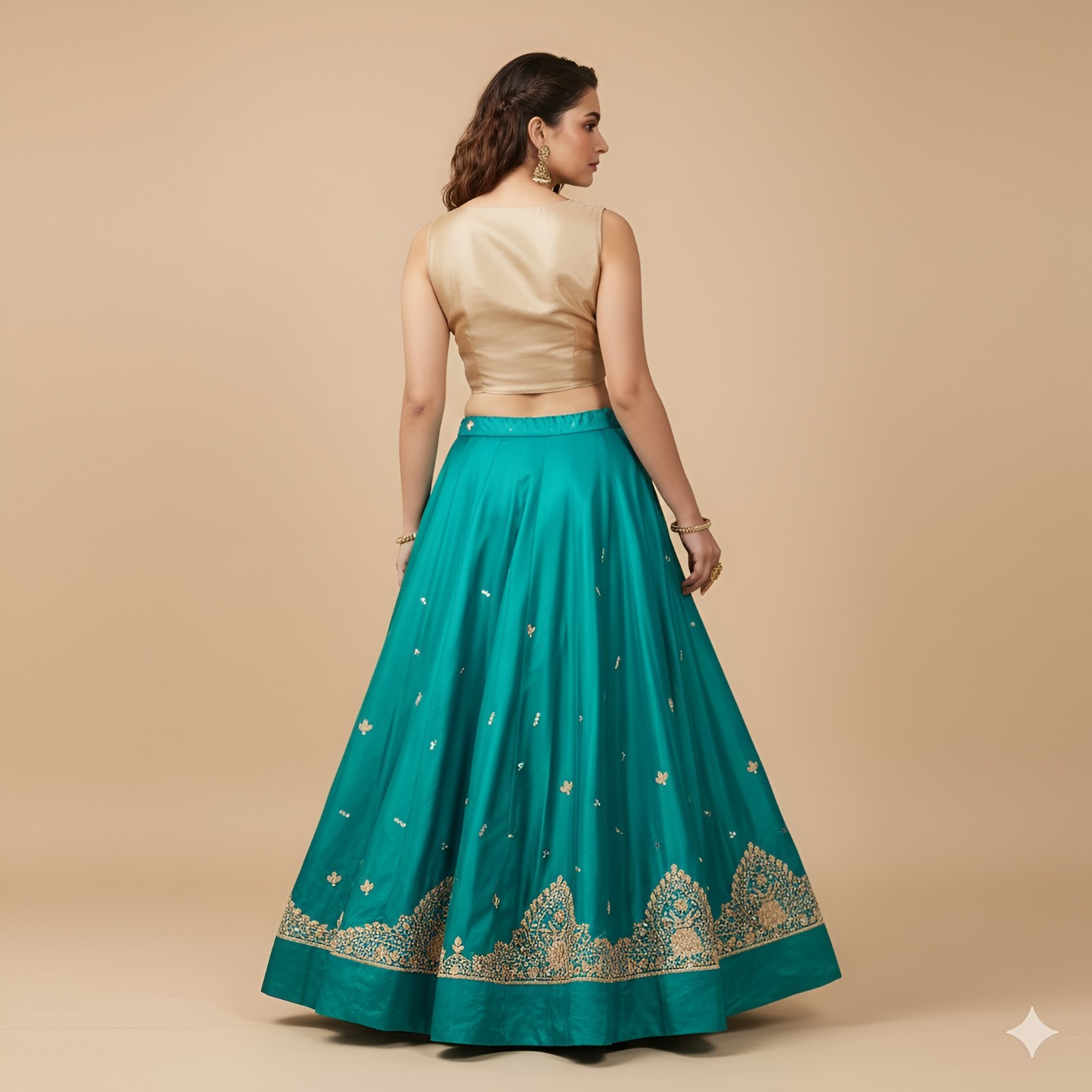 Sanskriti Vintage Blue Long Lehenga Satin Silk Hand Embroidered Zardozi Unstitch