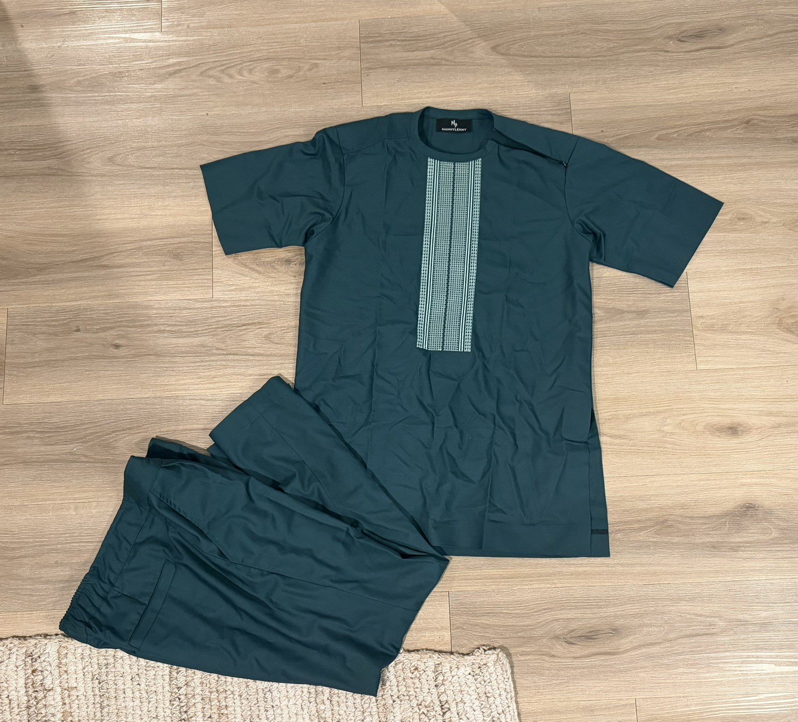 Nigerian African Green 2pc Senator Kaftan Native traditional suit Set