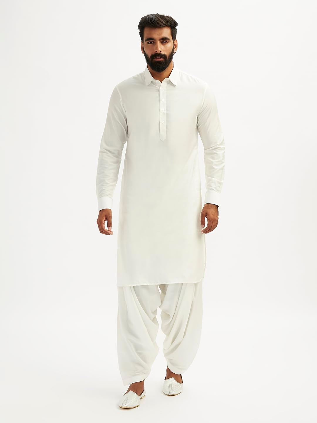 Men’s Traditional Pathani Kurta Pajama Set Cotton Ethnic Indian Wedding Wear