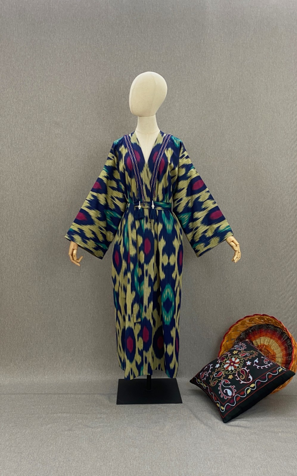 Uzbek Ikat Chapan Handmade Cotton Kimono Kaftan Boho Jacket Robe Festival Coat