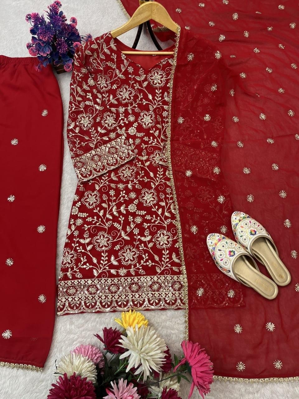 Designer Indian Pakistani top plazzo Bollywood Dress Party Wear Suit wedding