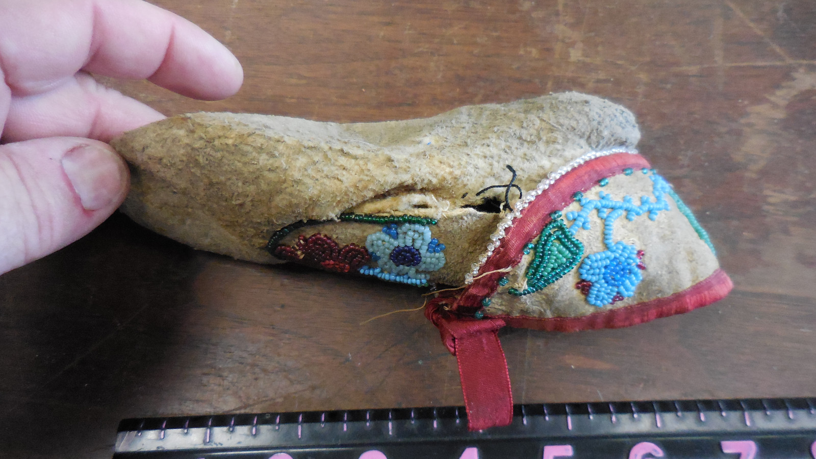 Authentic Native American Beaded Baby Moccasins–some damage