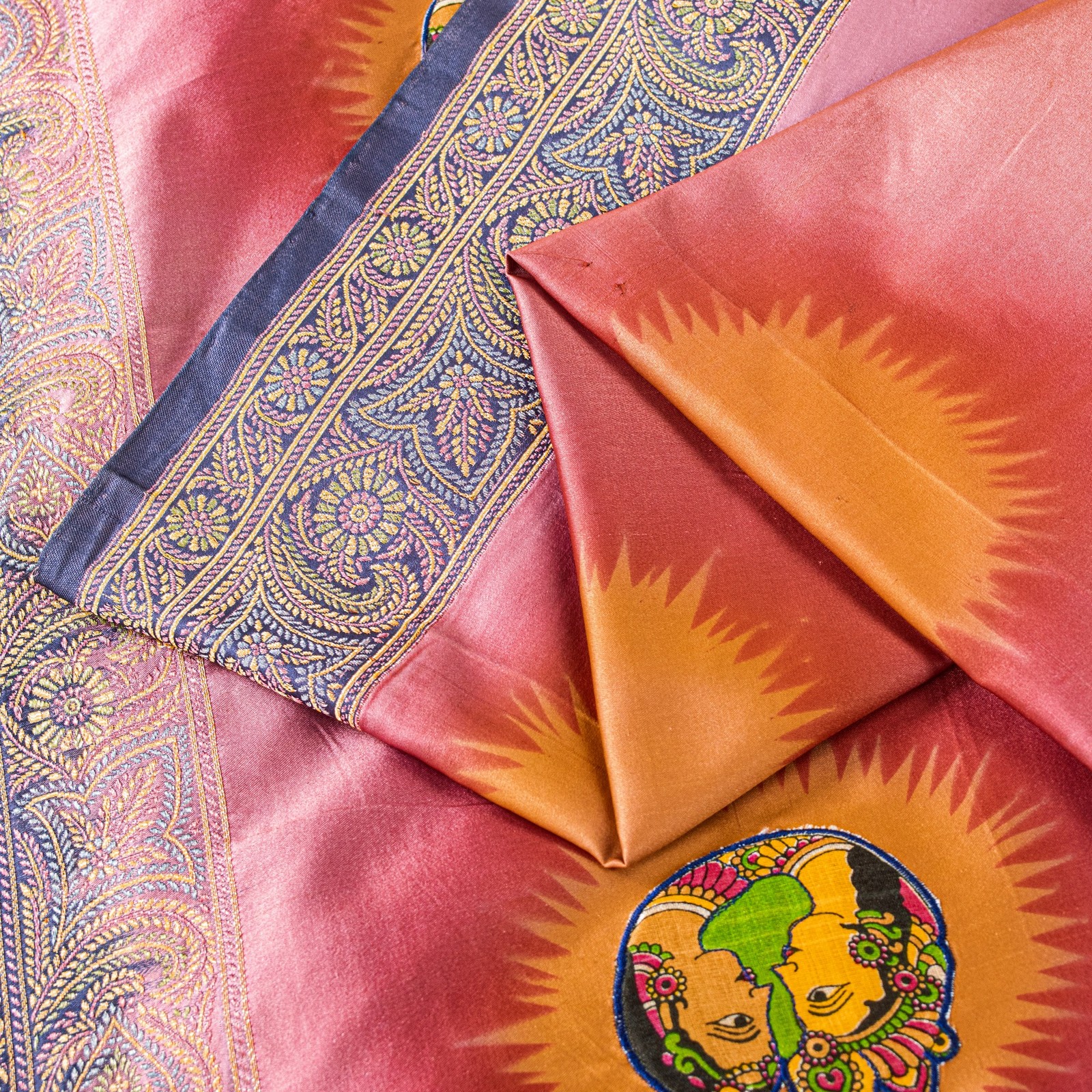 Sanskriti Vintage Pink Pure Silk Saree Woven Print Patch 5+Yd Fabric With Blouse