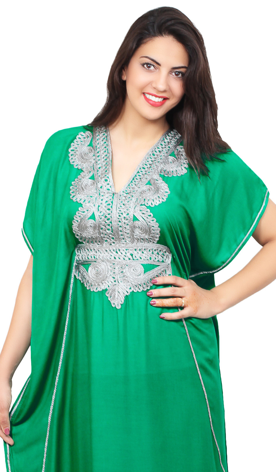 Moroccan Caftan Women kaftan Abaya Beach Cover Summer Long Dress Cotton Green