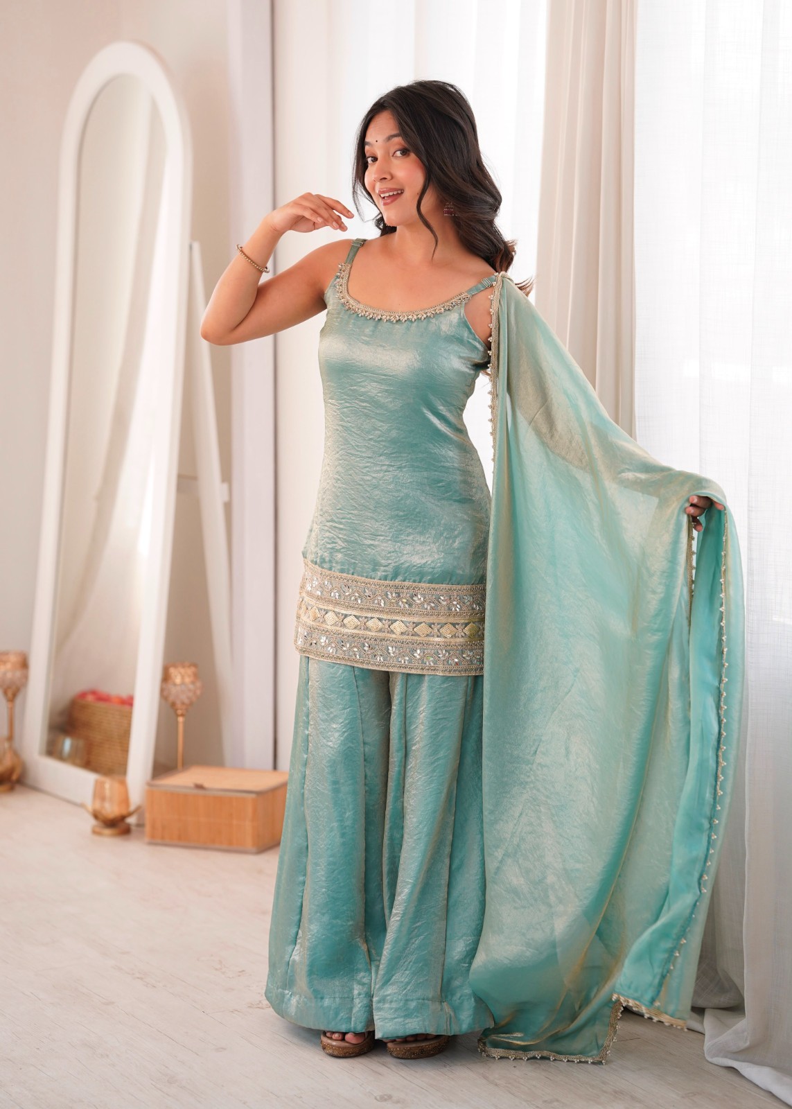 SALWAR KAMEEZ INDIAN PAKISTANI WEDDING PARTY DRESS PALAZZO SHARARA PLAZZO SUIT