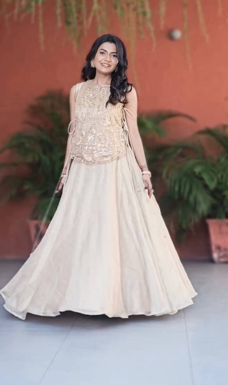 Women’s Wedding Lehenga with Embroidered Shrug Vichitra Silk