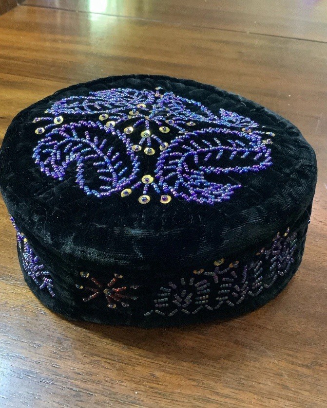 Vintage Native traditional unisex Ethnic Velvet beaded hat
