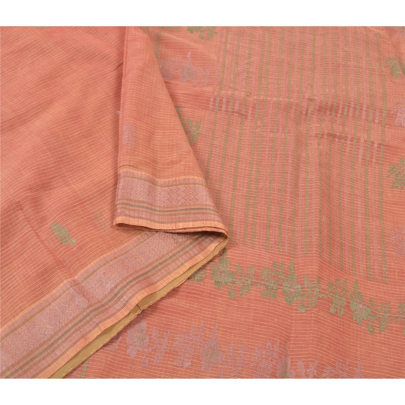 Sanskriti Vintage Sari Pure Cotton Hand Embroidered Woven Kota Sarees Fabric