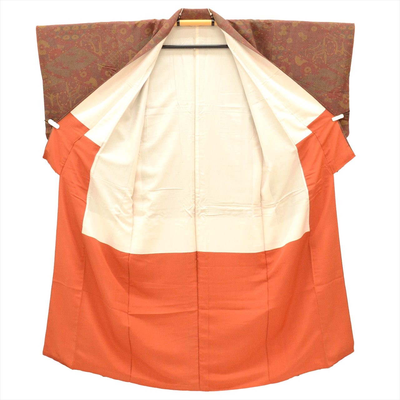 Vintage Japanese Kimono | Komon | Red Brown Silk Crepe | Sustainable | uu0675b