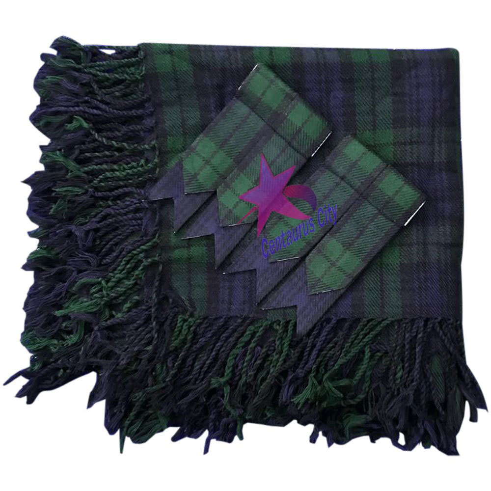 CC Kilt Fly Plaid Black Watch Tartan 48″X48″/Fly Plaid Black Watch + Flashes