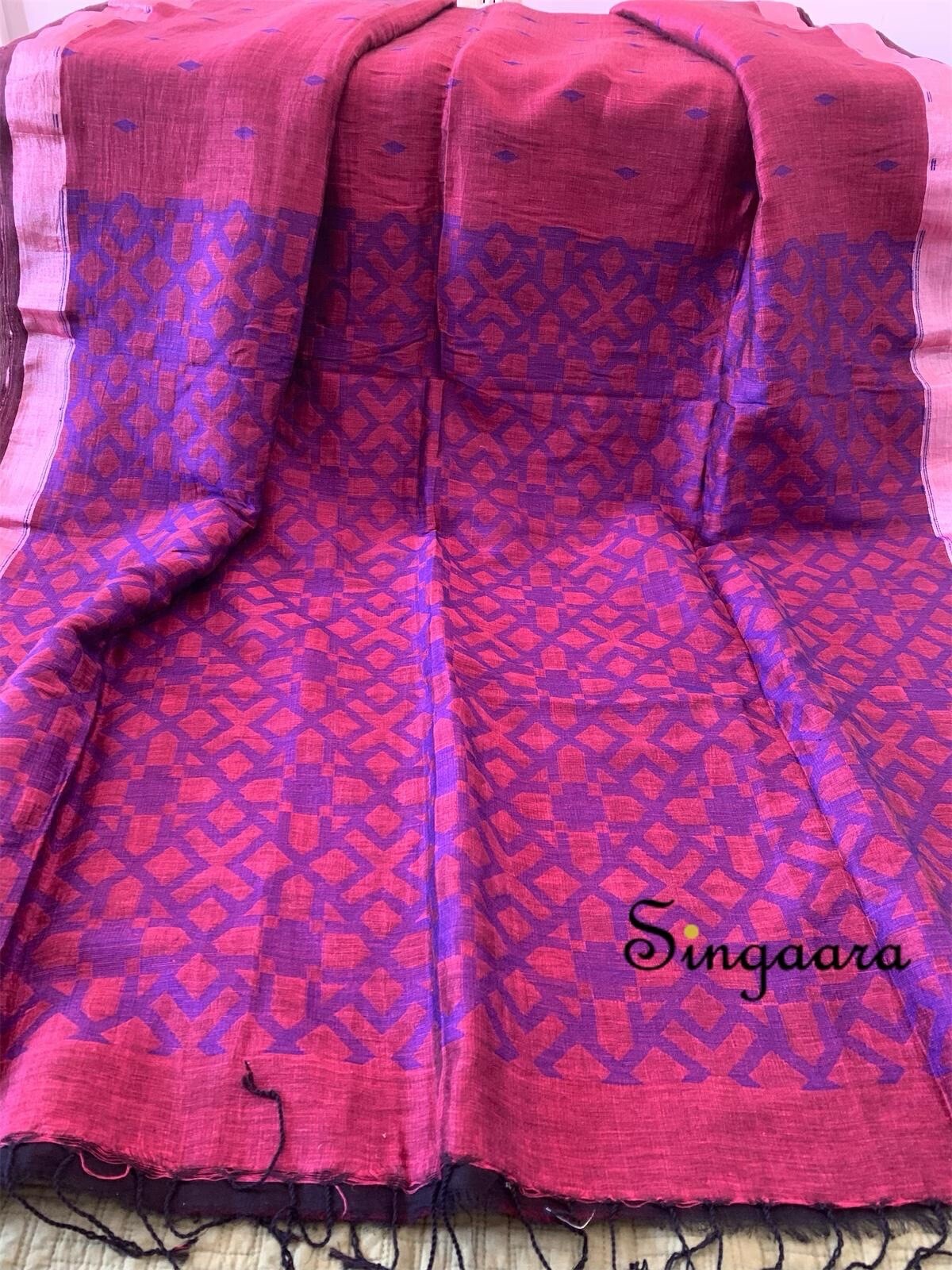 Brick Red Handloom Cotton Silk Saree casual wear Handloom handwoven Sari