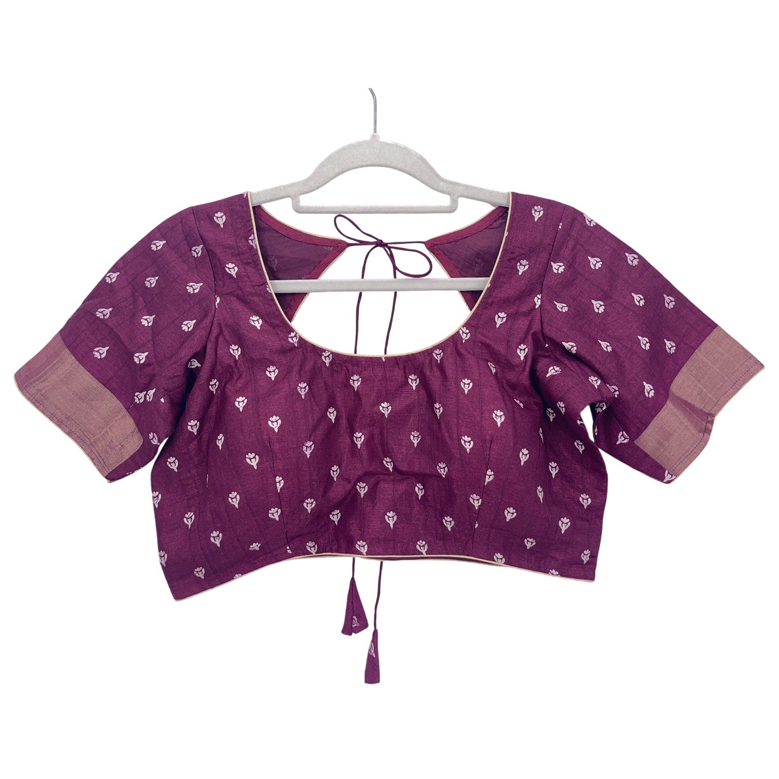 Purple Maroon Saree Blouse Small Padded Back Tie Tassel Choli
