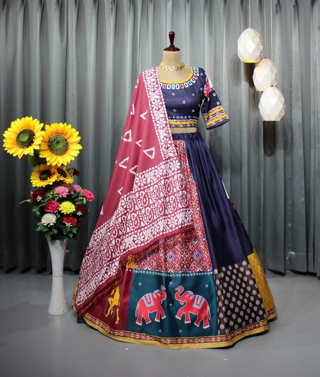 Beautiful Multicolor Navratri Lehenga Choli For Women By Aadat Export