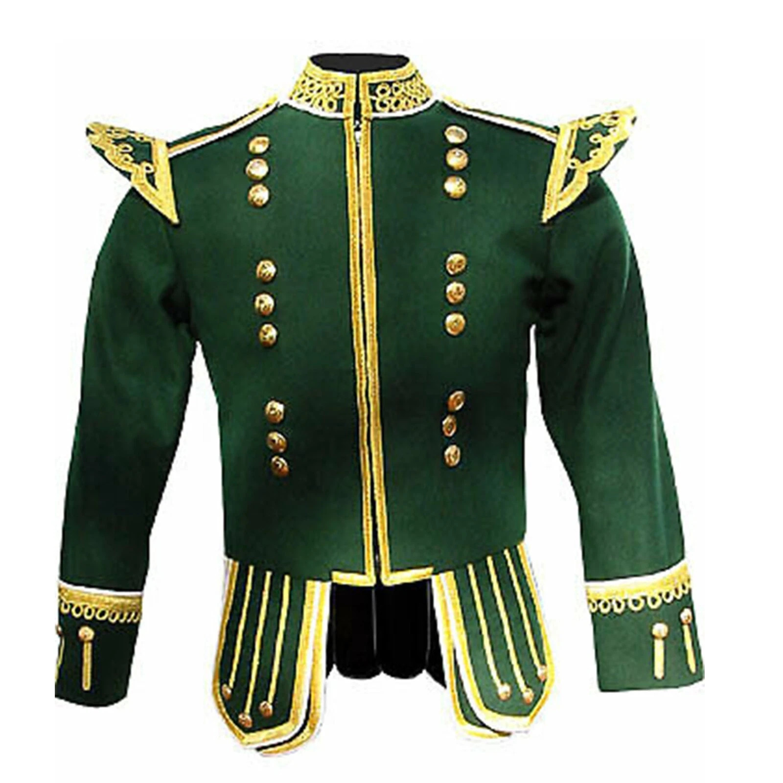 Men’s Scottish Green Doublet Kilt Jacket Military Piper Drummer Doublet Jacket