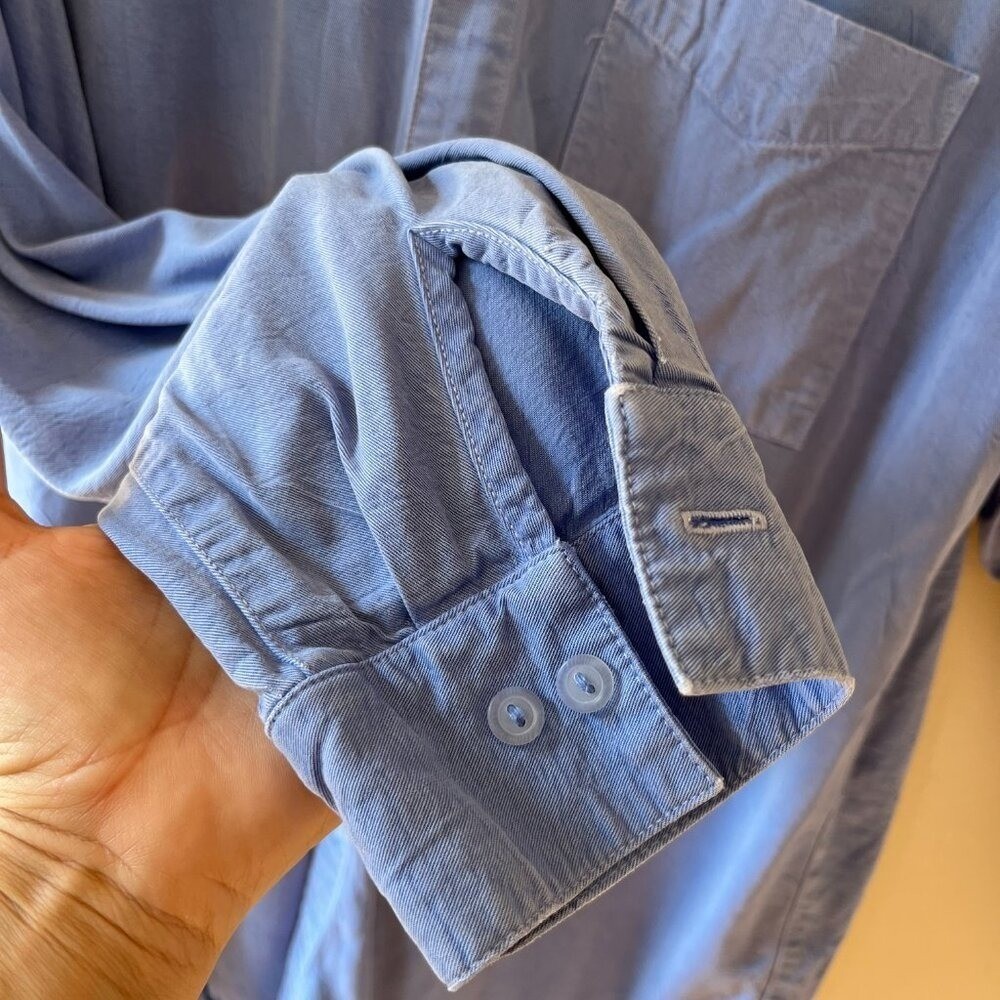 Tianello Sz XS Blue TENCEL Boyfriend Shirt Button Down Chest Pocket