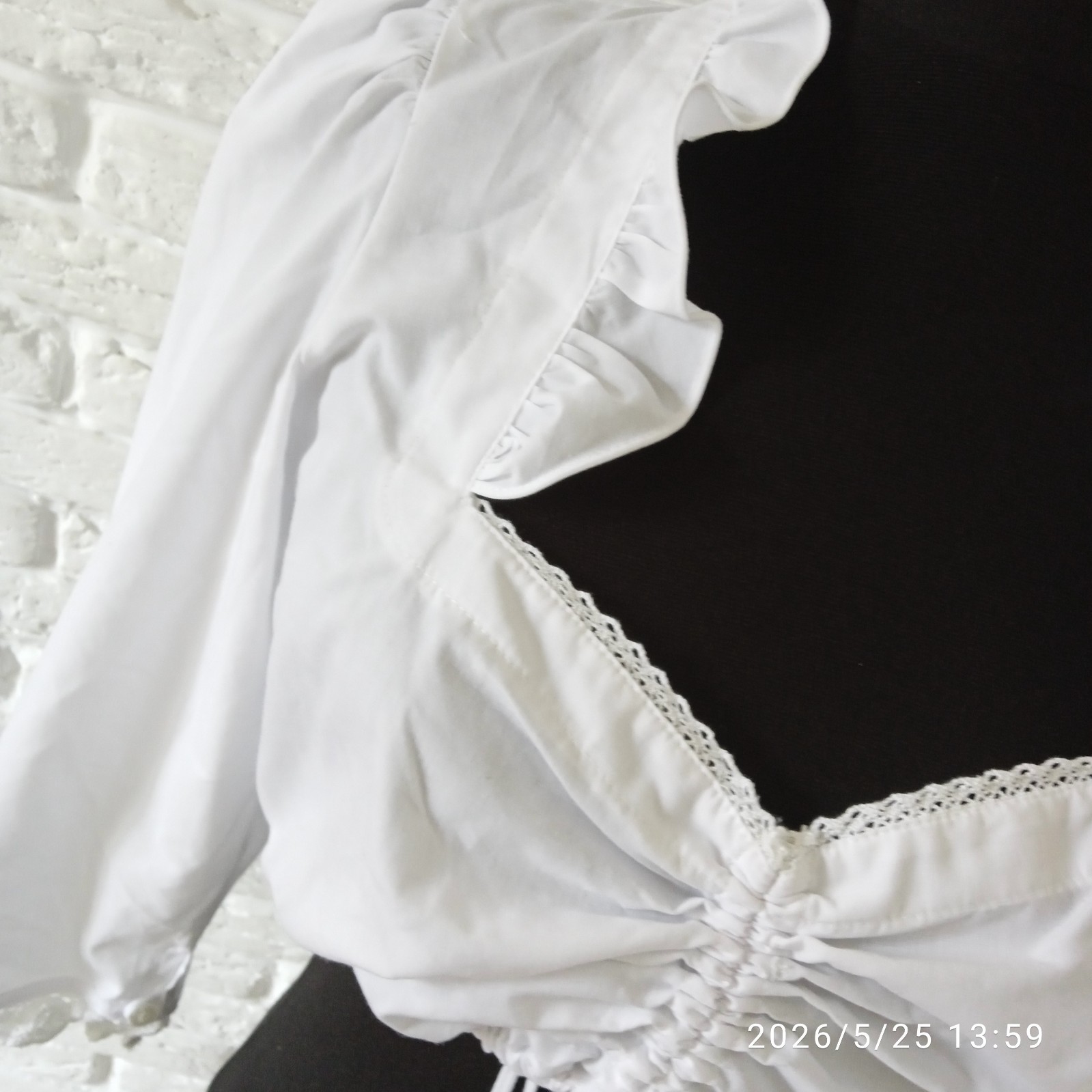 Fuchs Dirndl Oktoberfest White cotton Blouse Size EU 40