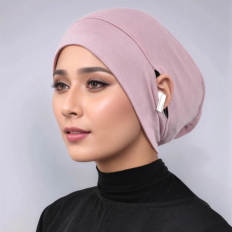 Jersey Cotton Muslim Women Under Hijab Cap With Ear Hole Inner Hijab Cap