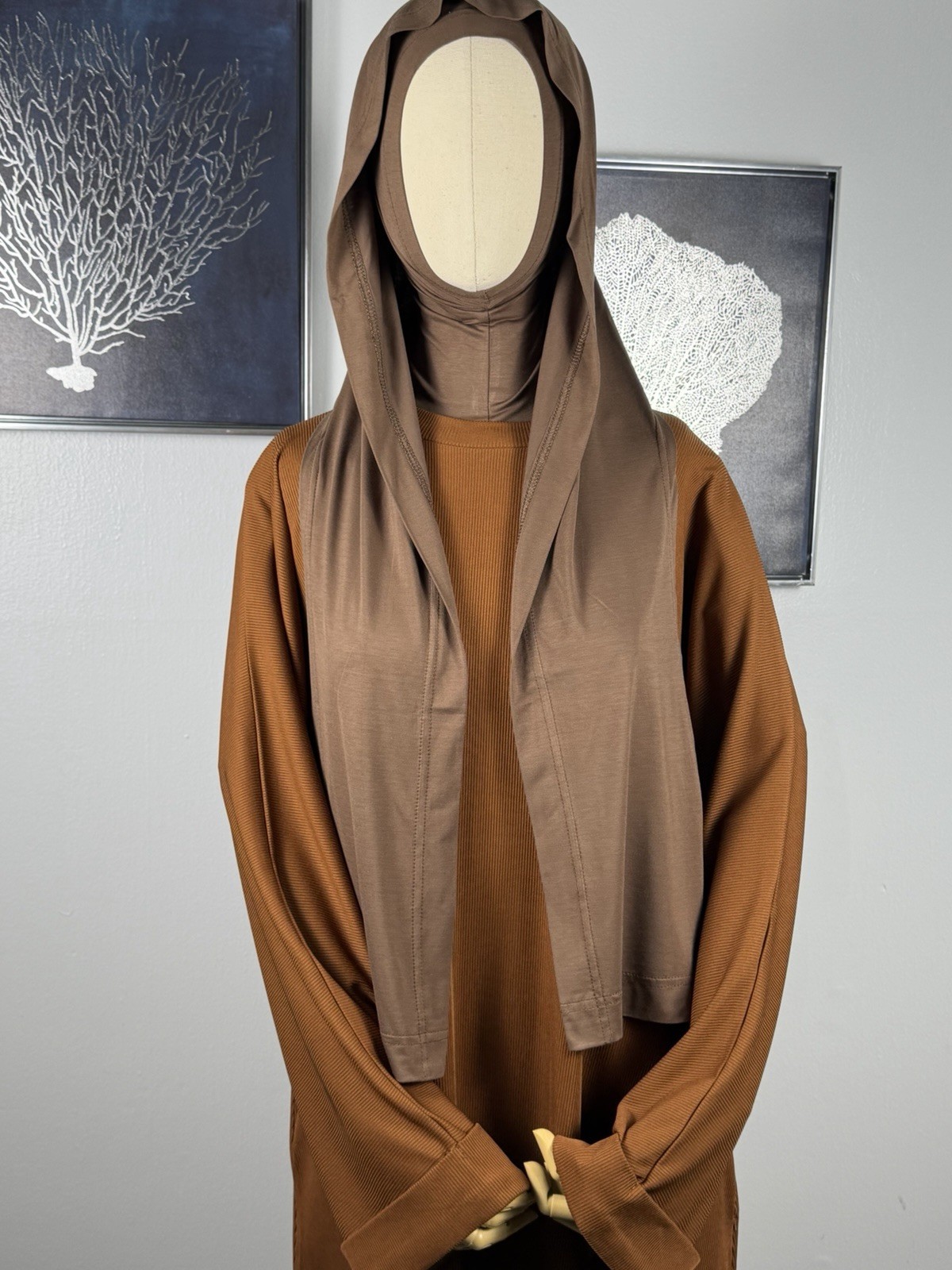 Handmade Women’s Cotton Blend Hooded Hijab in Brown, Beige, Pink, Red, Gray