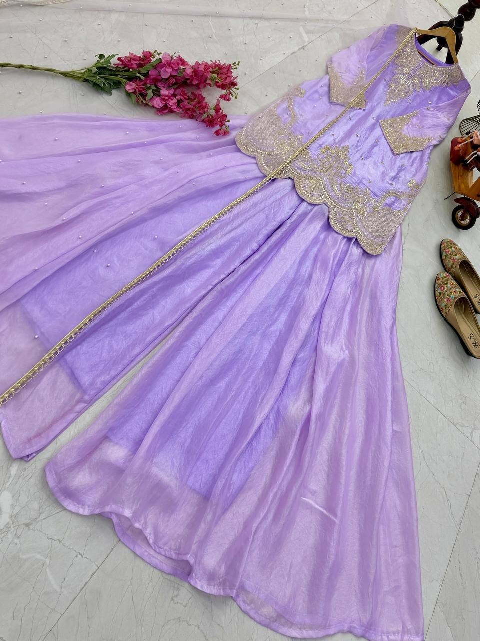 New Arrival Designer Silk Kurta Palazzo With Dupatta For Women & Girls