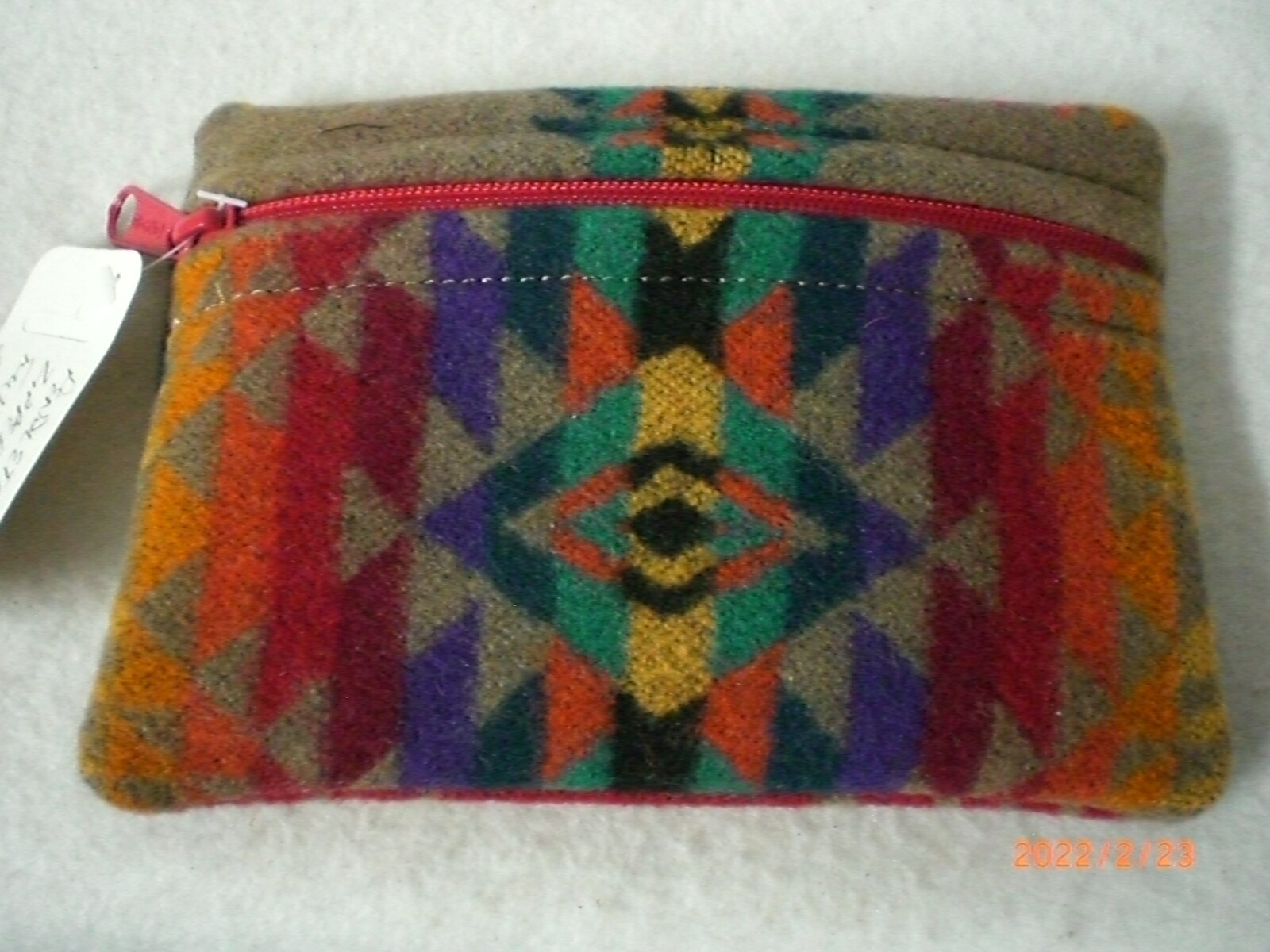 Dance Regalia Bag, Pendleton Wool, Fully Lined, Zipper, 5″ x 7″