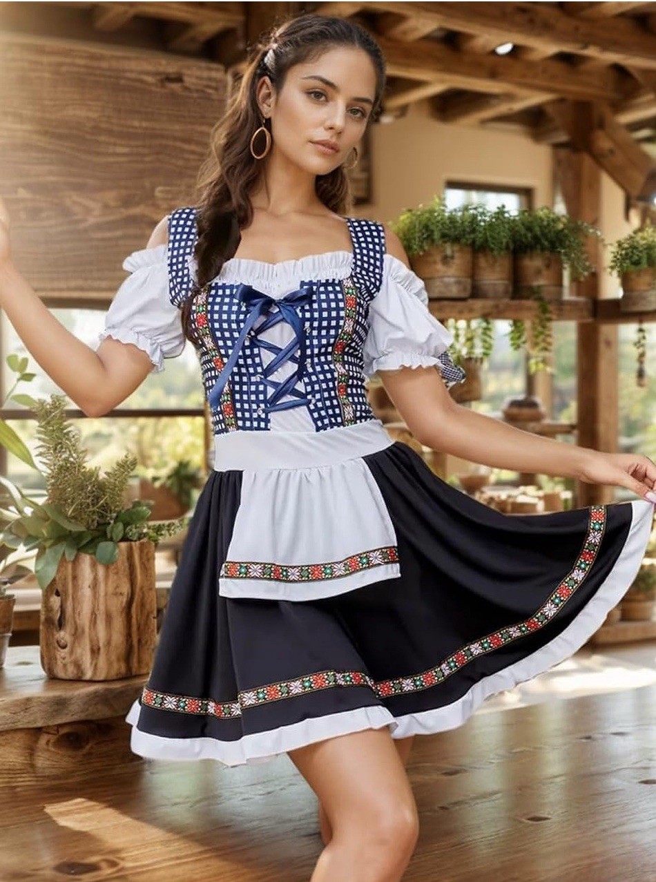 Oktoberfest Dirndl Dress Beer Fest Bavarian German XXL Costume Cosplay Carnival