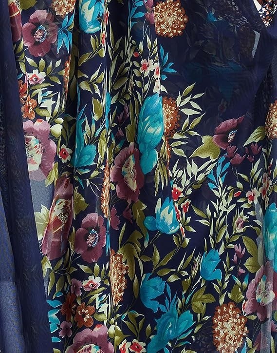 Women’s Floral Printed Georgette Saree with Unstitched Blouse Piece
