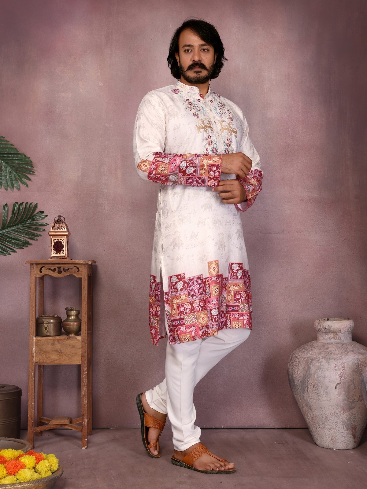 Men Kurta Set Pakistani Kurta Pyjama Indian Ethnic Suit Sherwani Style Wedding