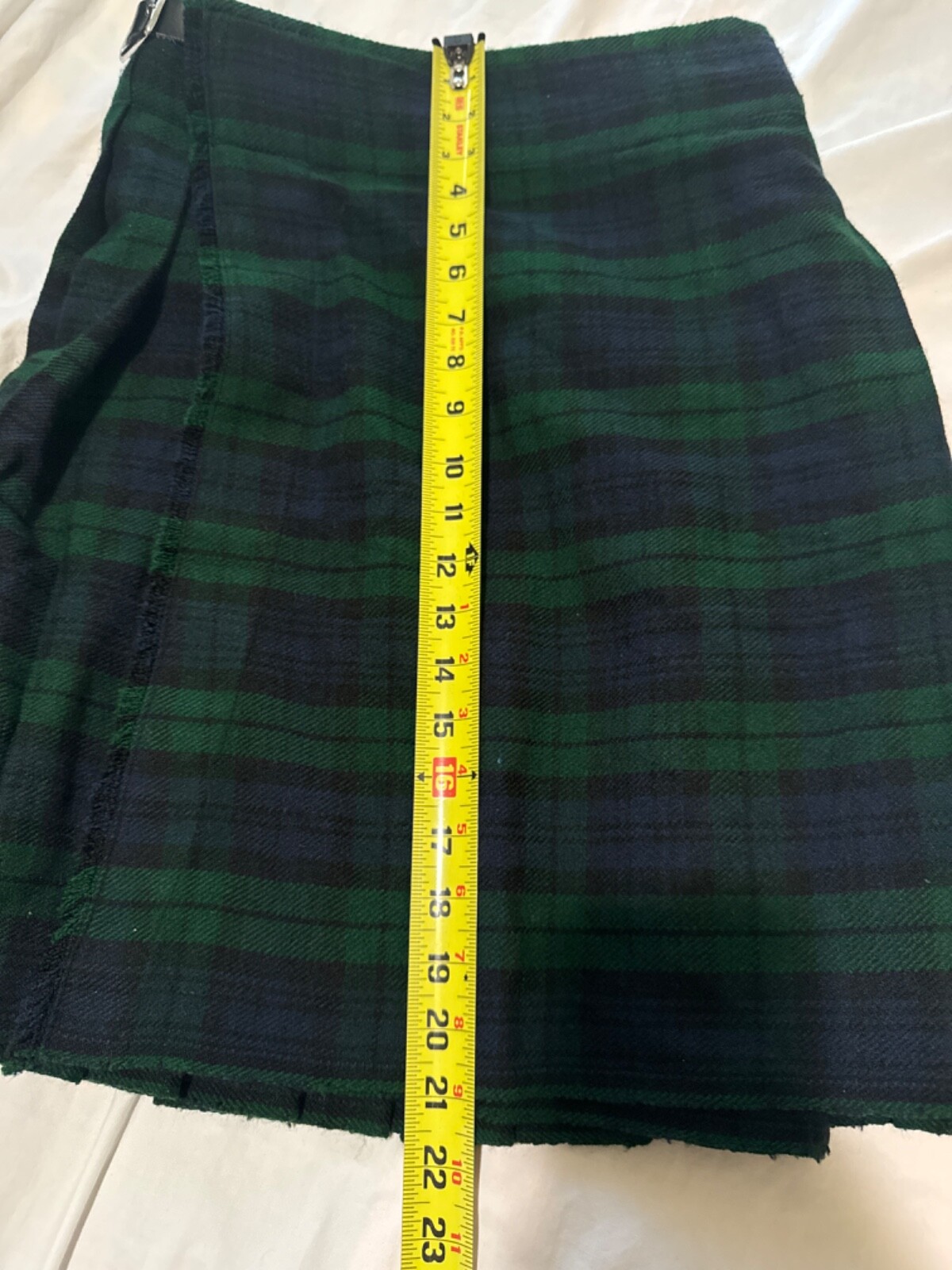 Scottish Design Tartans Green blue Black Plaid Kilt Size 28 Adjustable Strap
