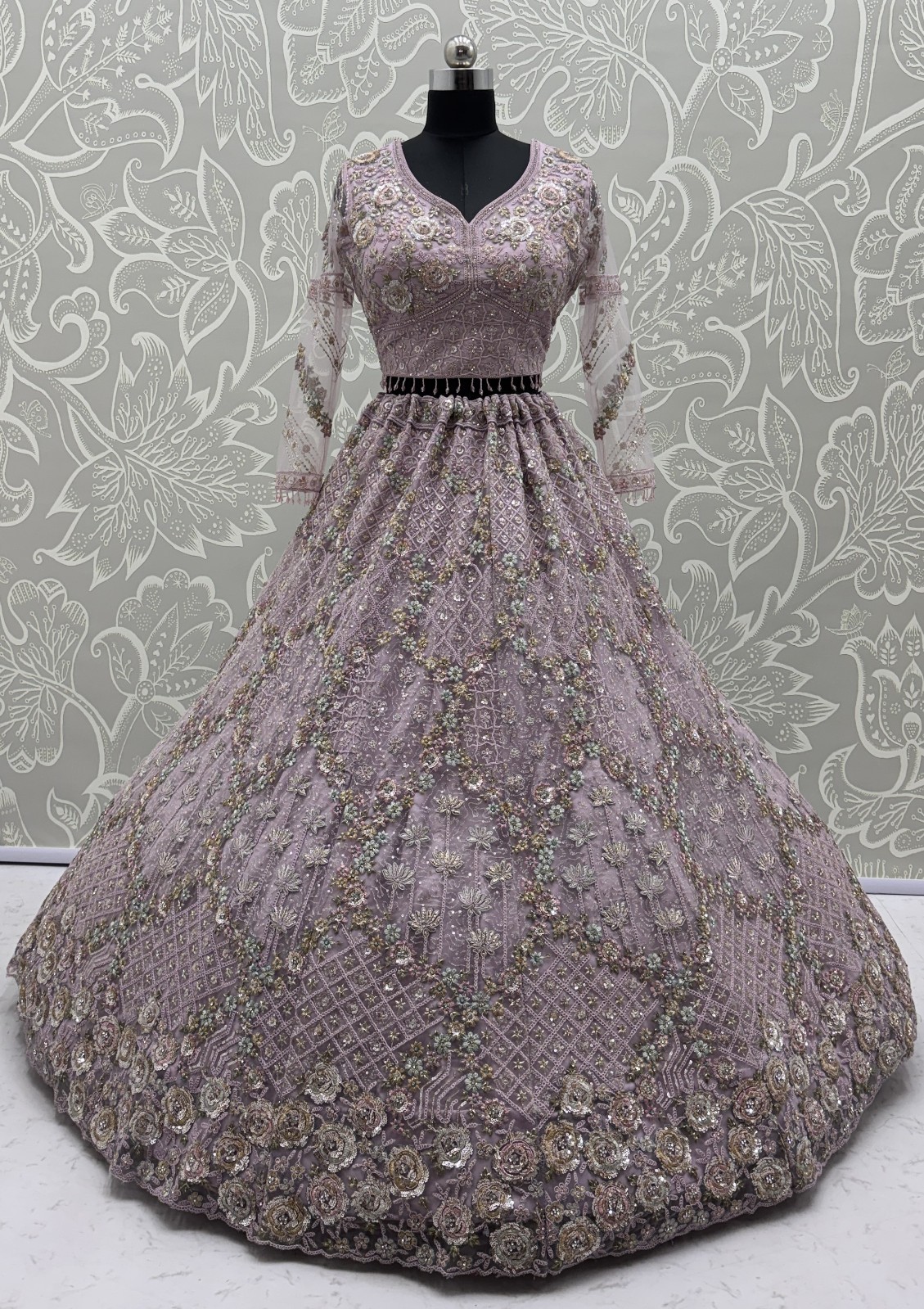 Designer Double Net Lehenga Choli Dori Embroidery Wedding Party Wear