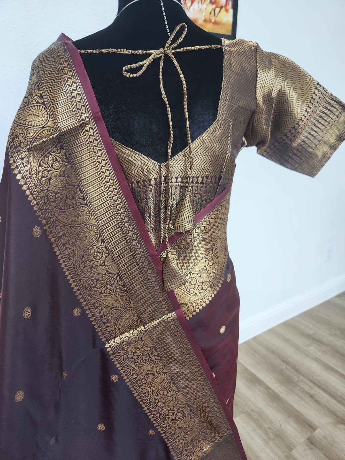 Coffee Brown Warm Silk saree with Stitched Blouse