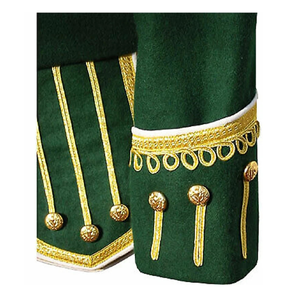 Men’s Scottish Green Doublet Kilt Jacket Military Piper Drummer Doublet Jacket