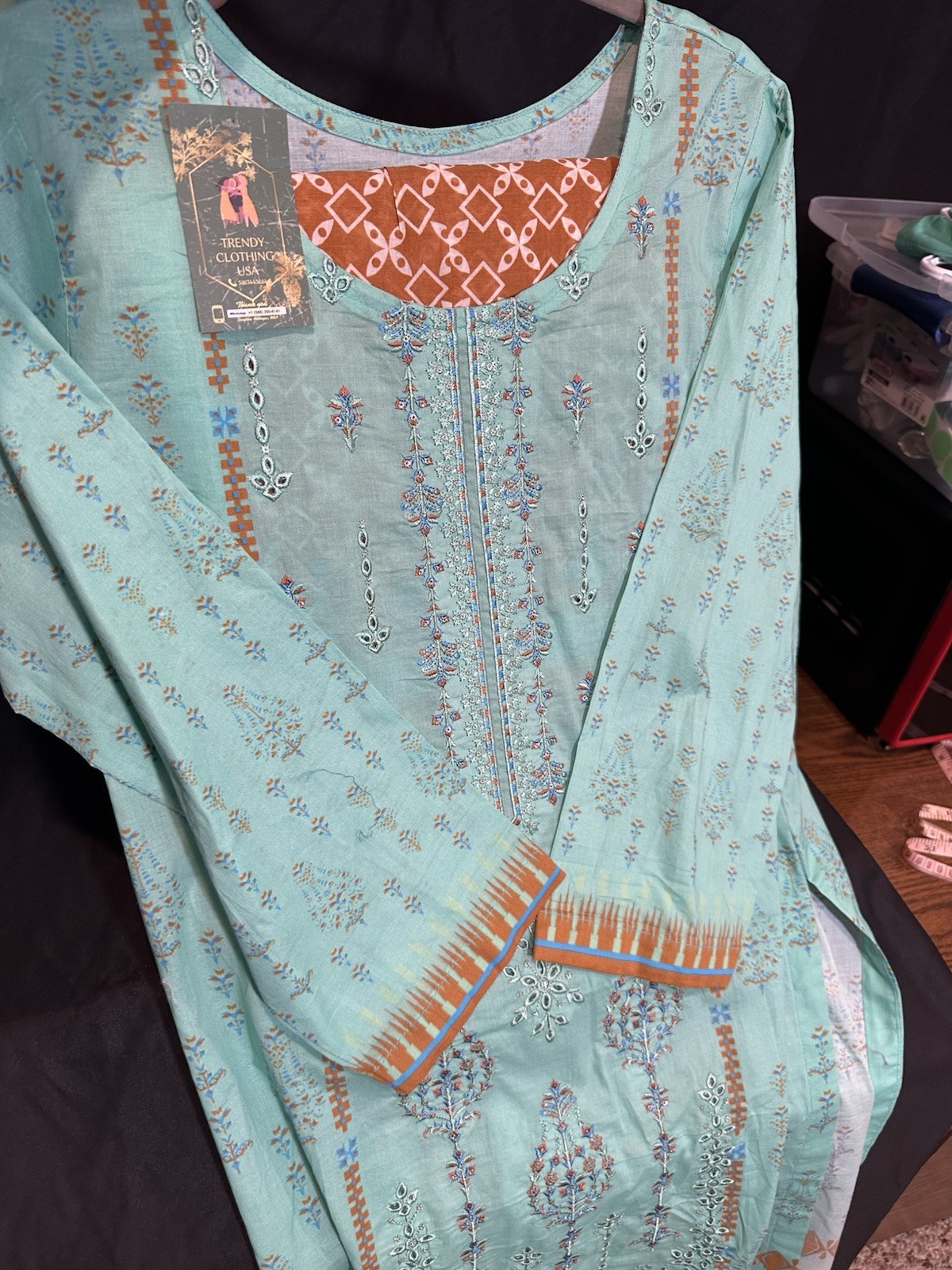 ⭐️Tailor Stitched Emb Lawn Suit On Sale- 4 PC – Inner Included -Medium Size- $35
