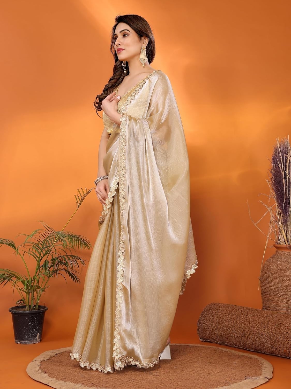 Women’s Silk Satin Saree Party collections With Unstitch Blouse Piece