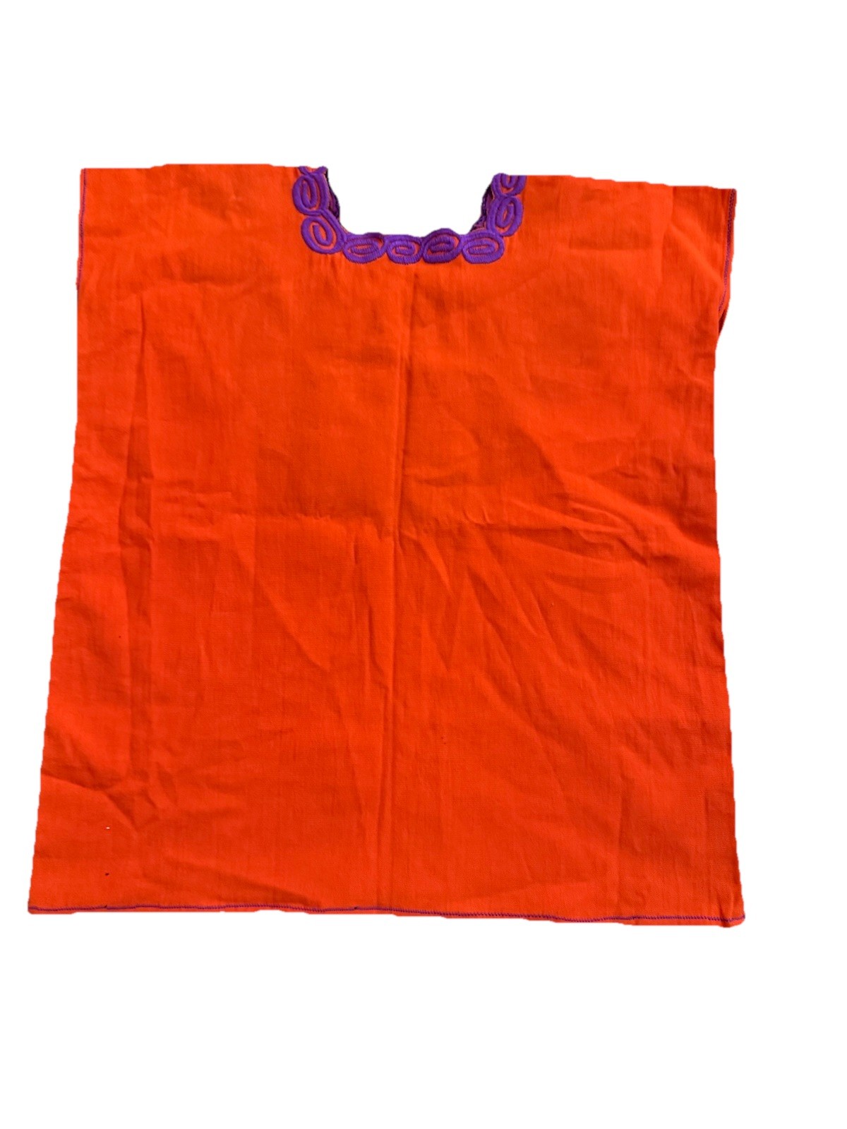 Orange Embroidered Floral Cotton Huipil Mexican shirt Women’s Size S