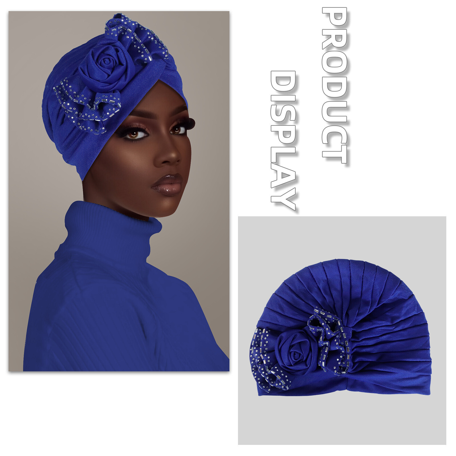 African Headwear Muslim Women Hair Loss Chemo Cap Pleated Flower Bonnet Wrap Hat