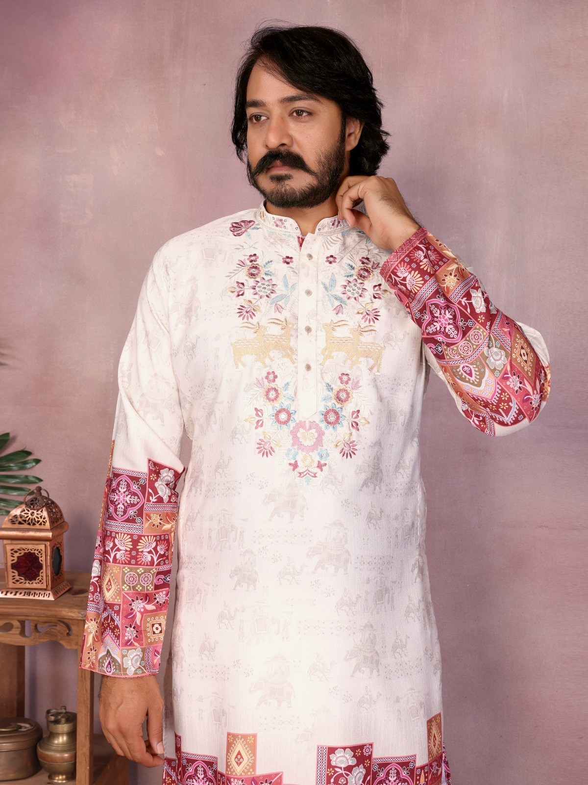 Men Kurta Set Pakistani Kurta Pyjama Indian Ethnic Suit Sherwani Style Wedding