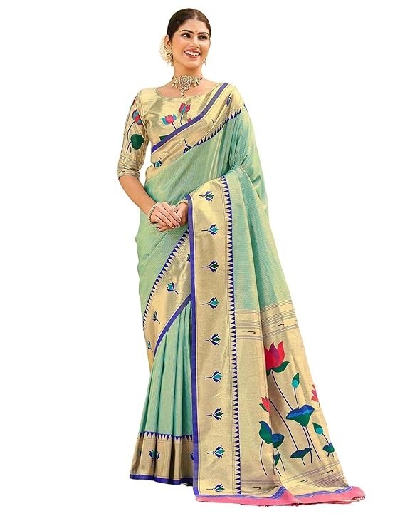 Women’s Paithani Soft Silk Kanjivaram Saree With Unstitched Blouse Piece