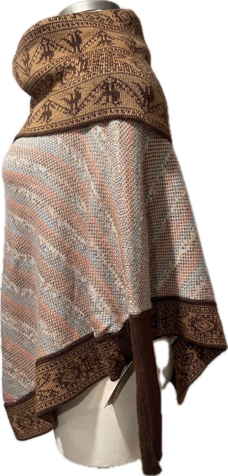 Native Import SISA Crafts 100% Cotton southwestern print Poncho Peru O/S NWT