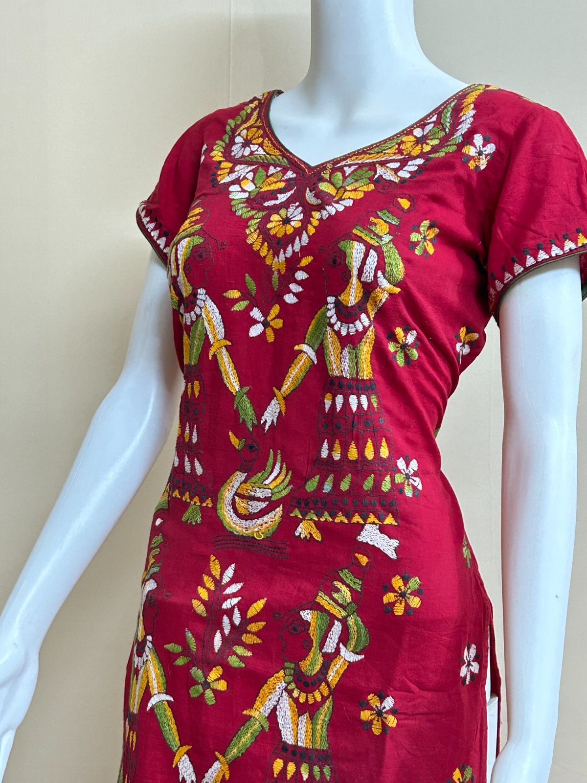 Trendy Hand work Maroon color Embroidery Short kurti For women Mixed Color