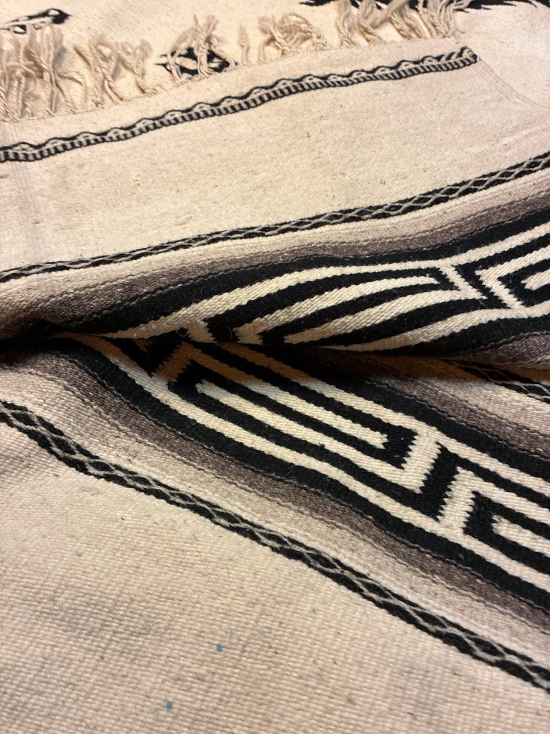 Handwoven Traditional Wool Gaban Poncho with Geometric Design