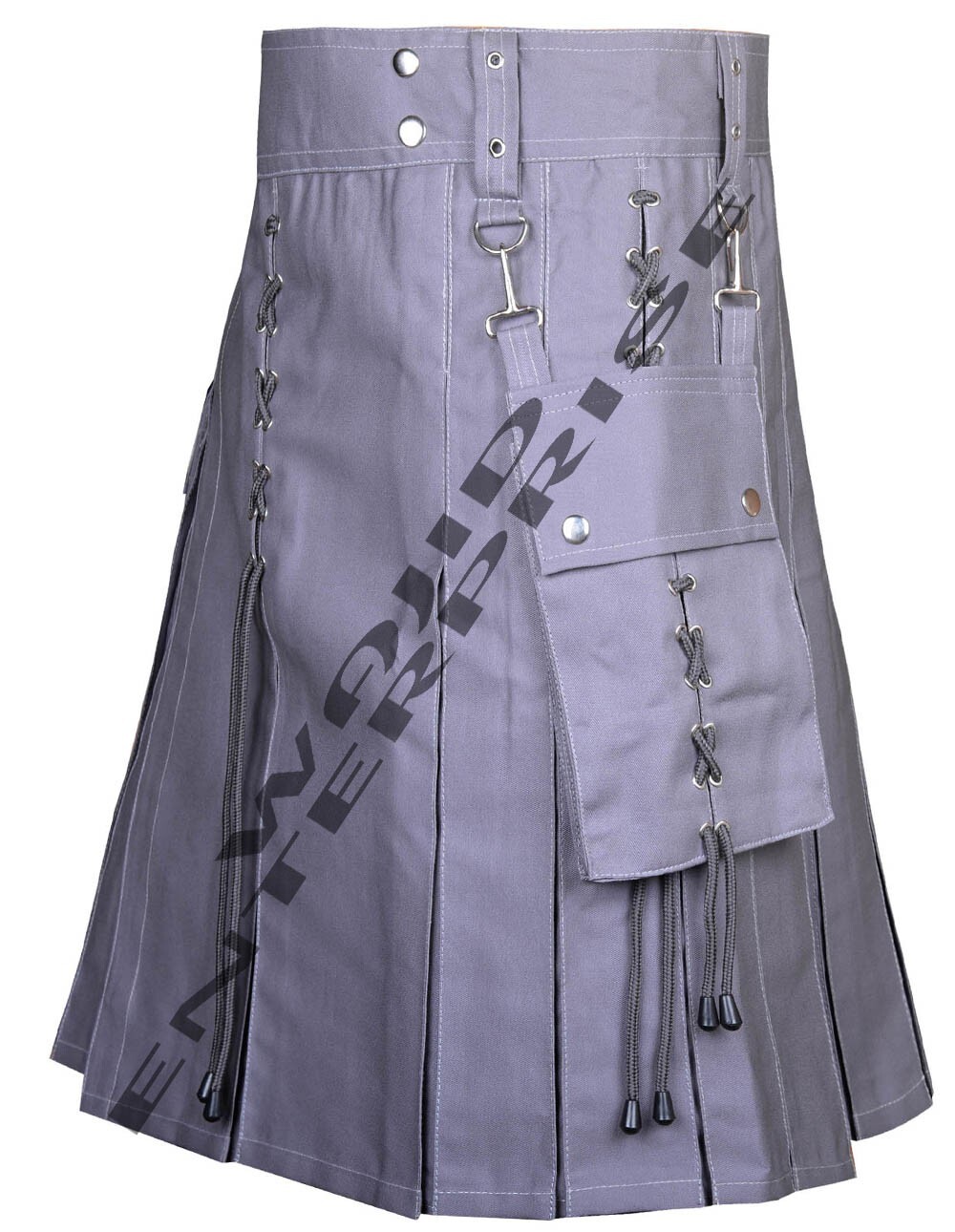 Scottish Handmade Grey Cotton Utility – Hybrid Kilt For Men’s – Custom Size kilt