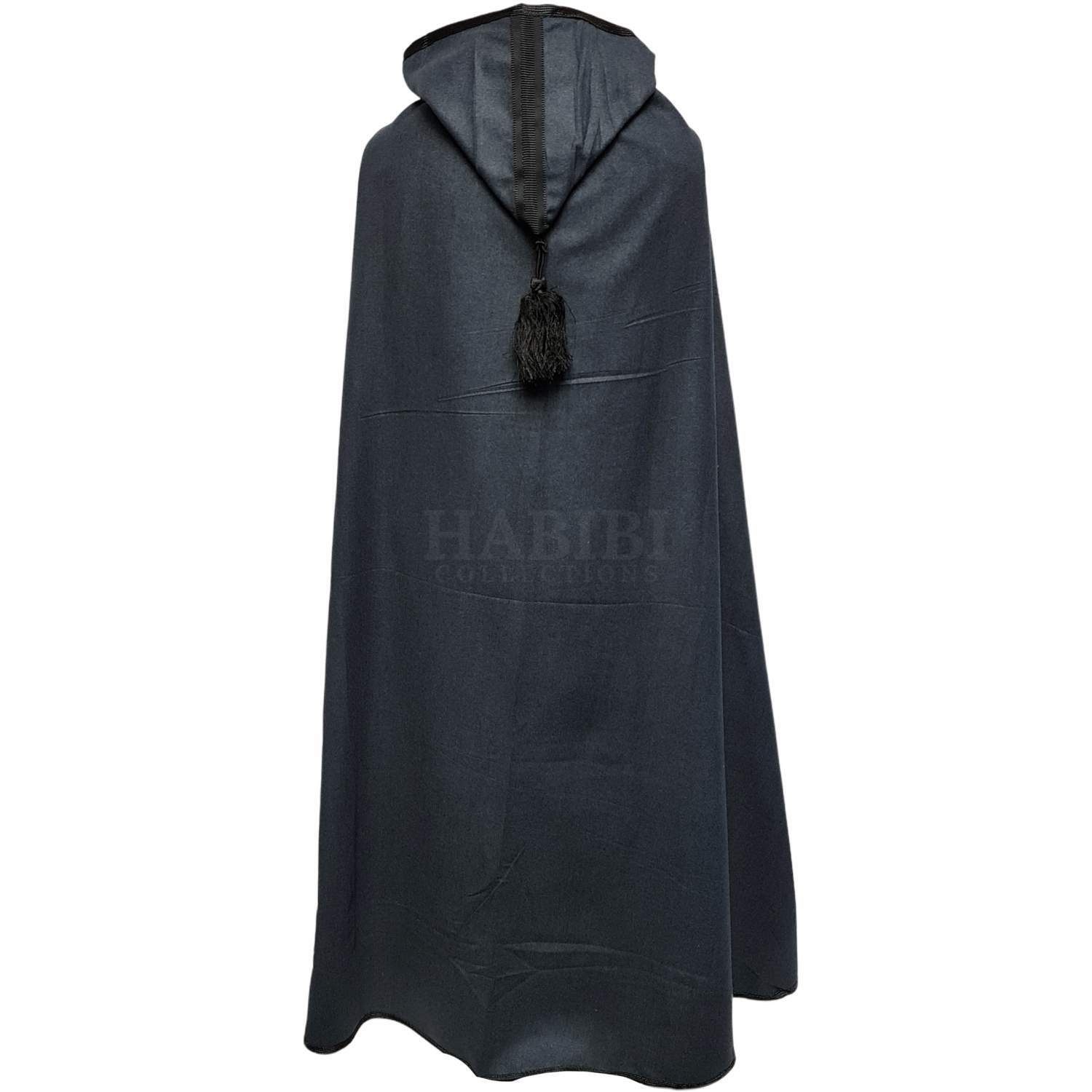 Moroccan Djellaba Cloak Cape Charcoal Grey Cashmere Wool Blend Silham Burnous