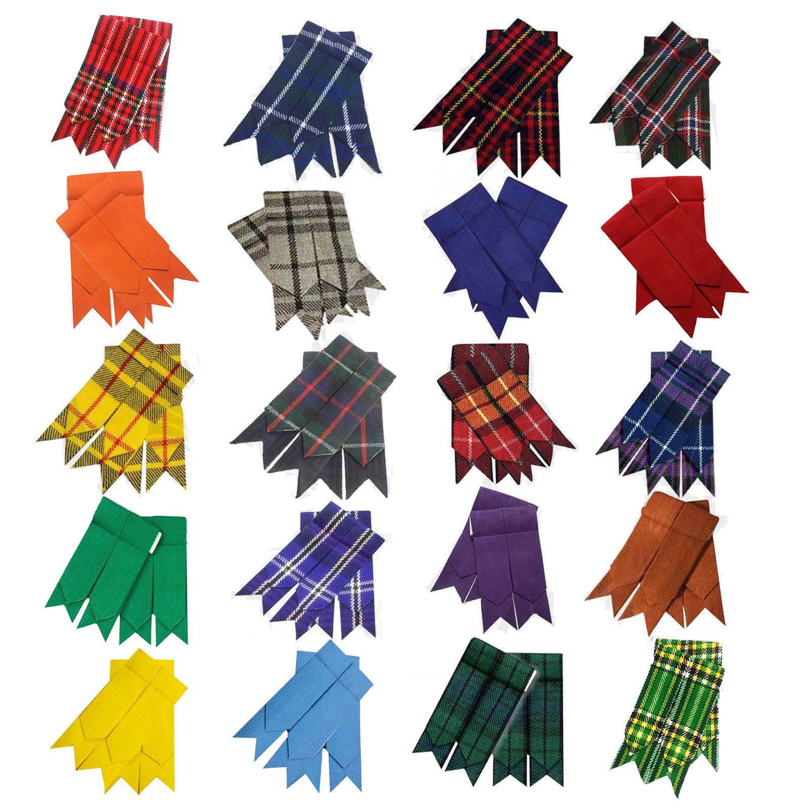 Scottish Kilt Hose Sock Flashes Garter Pointed Various Tartans Highland Wear