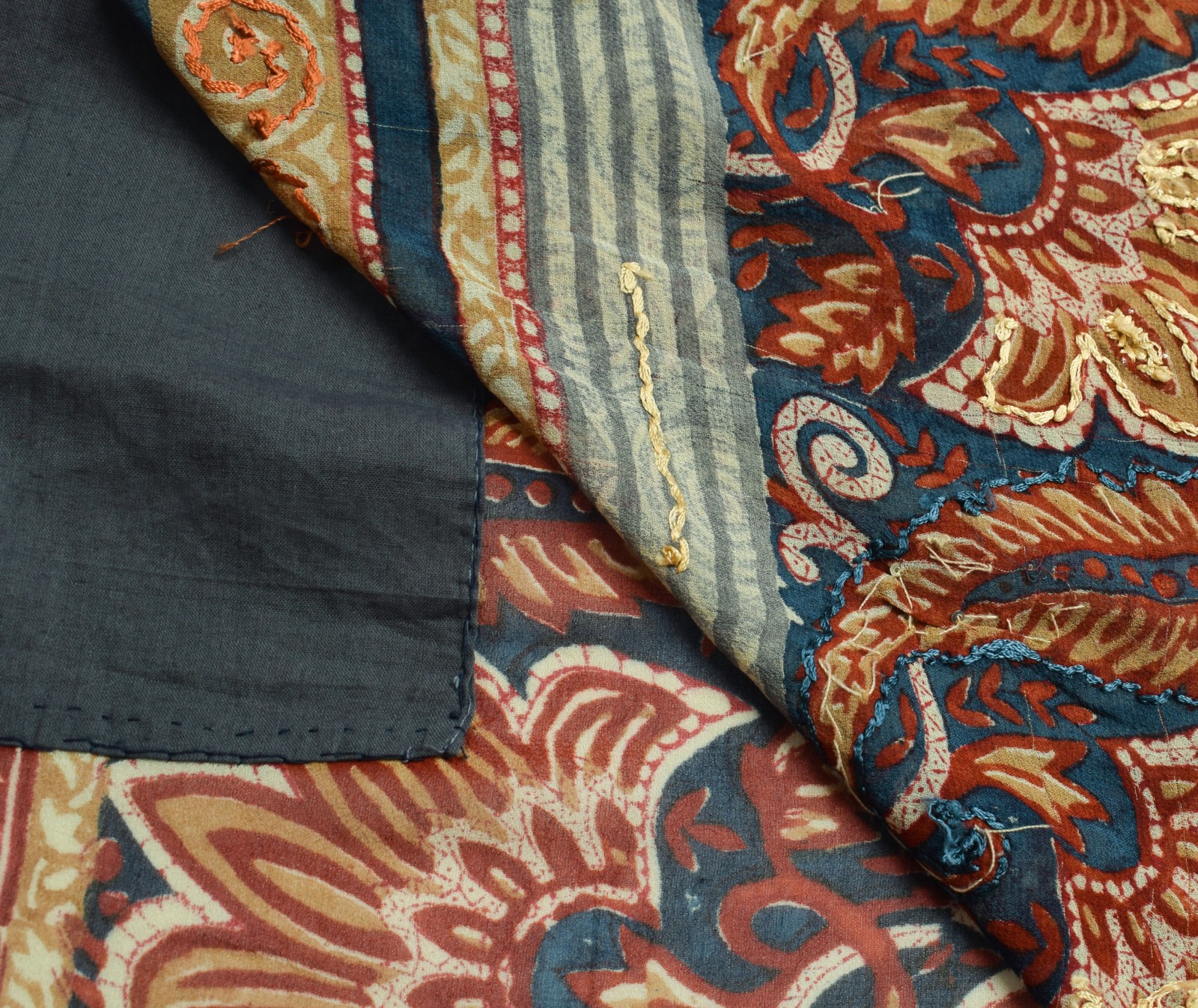Sushila Vintage Blue Branded Saree 100%Pure Georgette Hand Beaded Sari Fabric