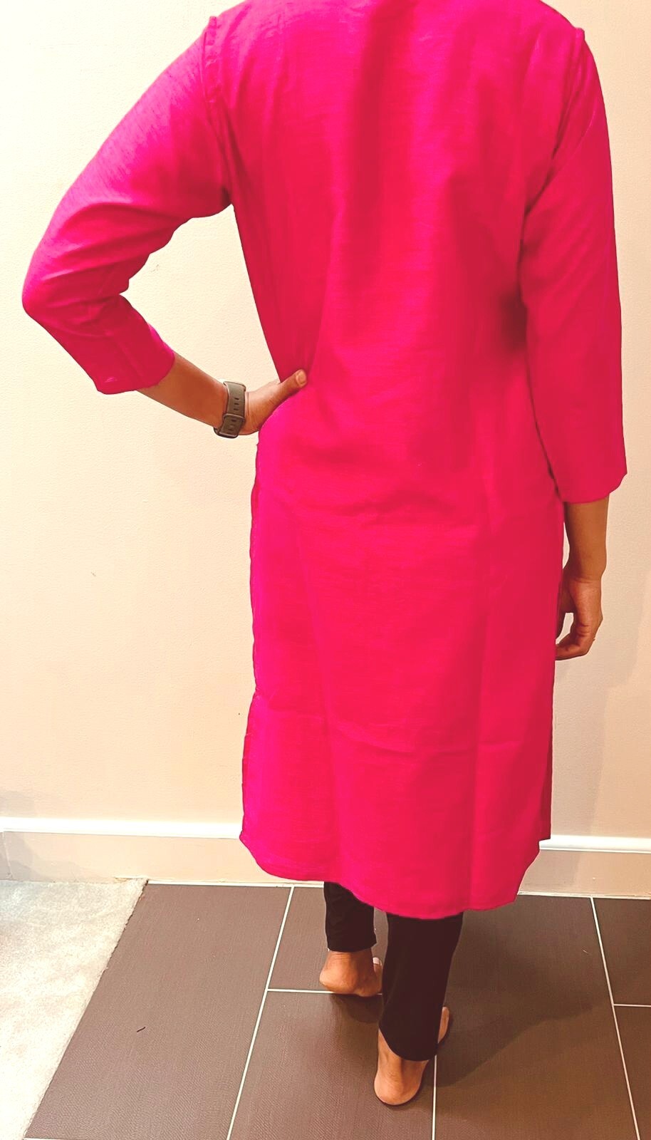 Hot Pink Kurta/ kurti, Simple, Great For Haldi Function- 1 piece