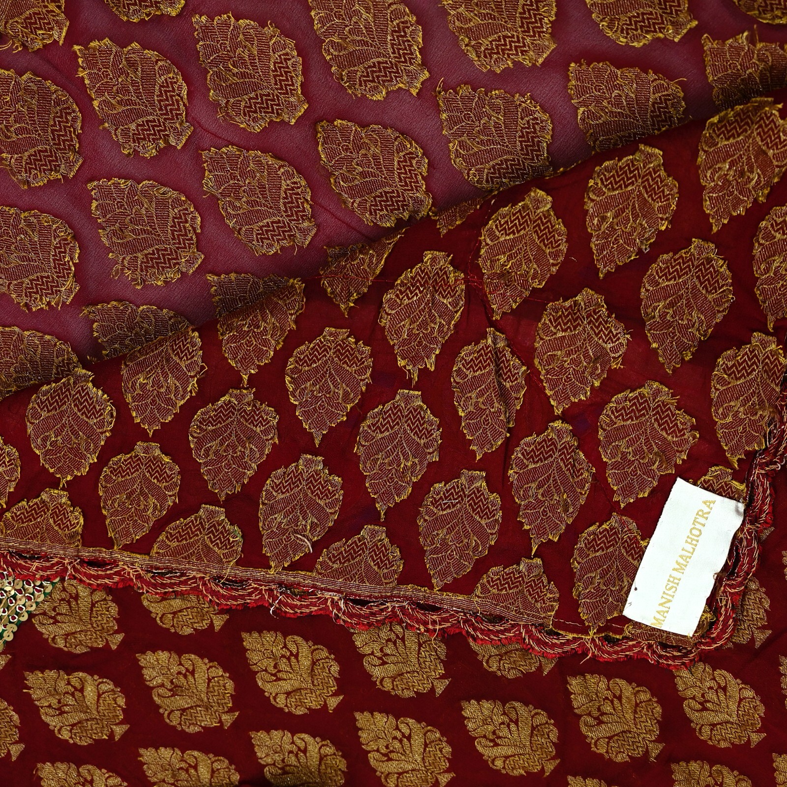 Pre-Owned Sari Georgette Silk Hand Embroidered Designer Manish Malhotra Sarees