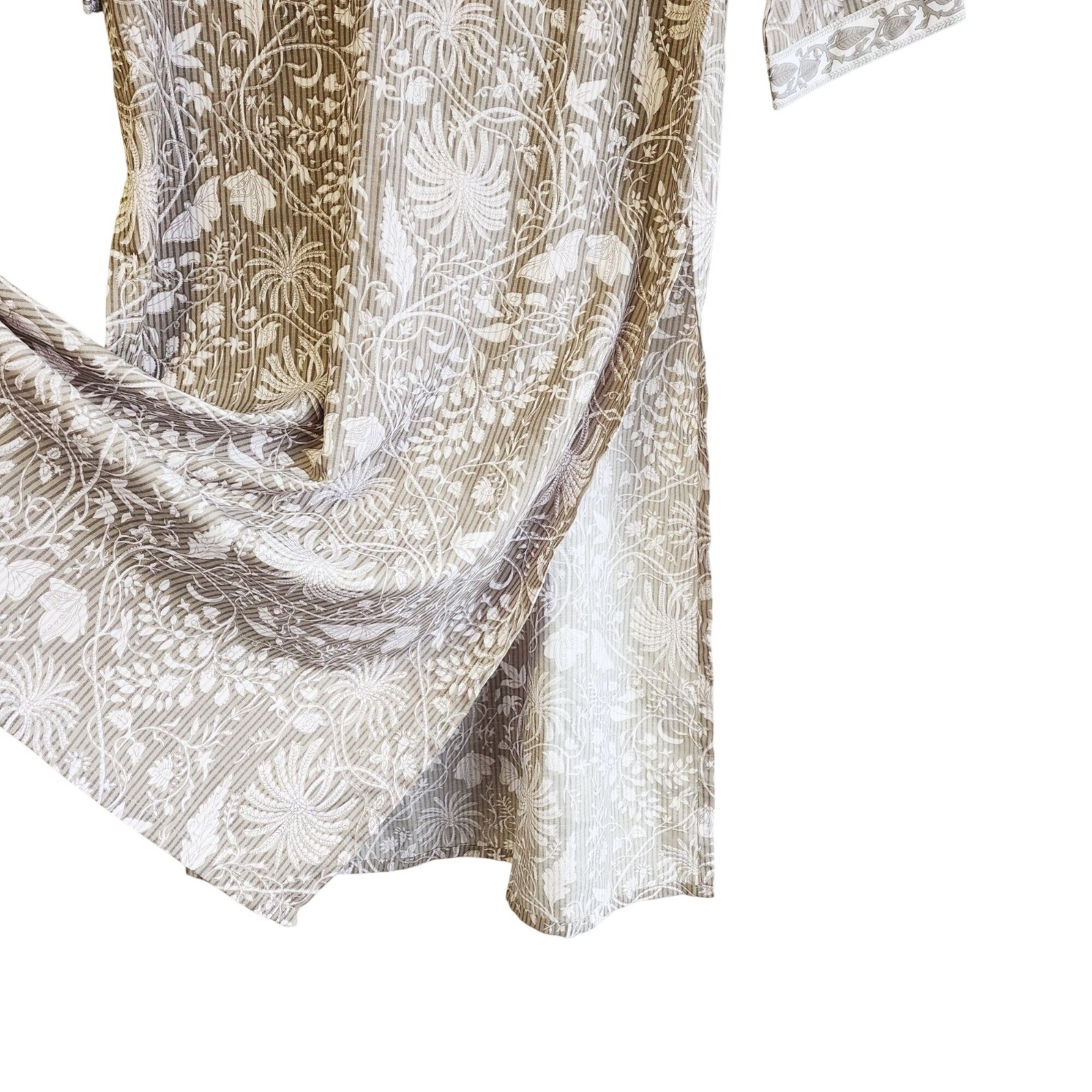 Floral Beige White Kurta Pant Set Lace Trim Details Size Ethnic Lightweight