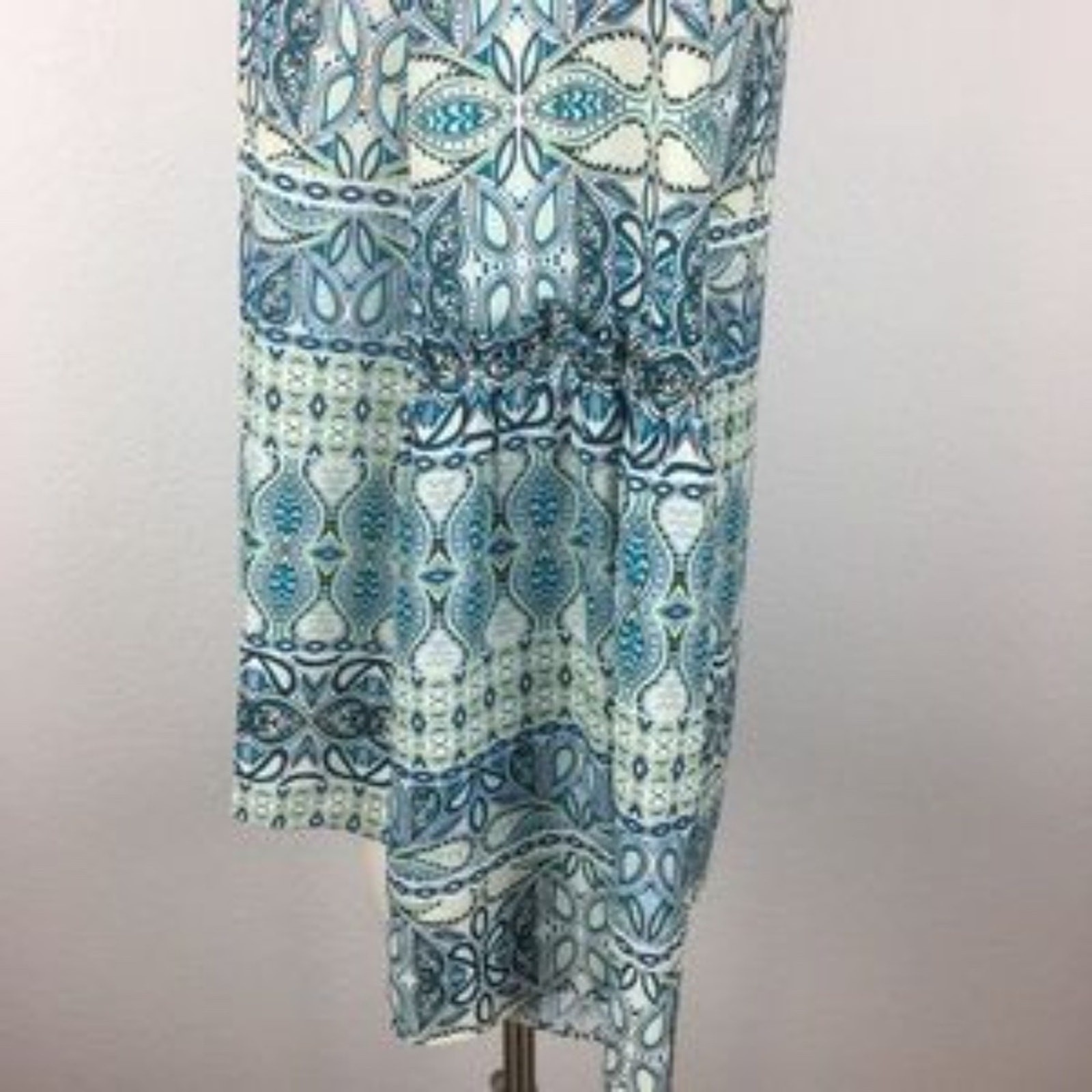 Cremieux Blue/Green Geometric Pattern Top XS